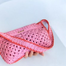 Dokun store, Rafya çanta, el örgüsü çanta, tasarım çanta, kadın omuz çantası, kadın çantası, yaz sezonu çanta, trend kadın çantası, pembe çanta, küçük çanta
