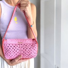 Dokun store, Rafya çanta, el örgüsü çanta, tasarım çanta, kadın omuz çantası, kadın çantası, yaz sezonu çanta, trend kadın çantası, pembe çanta, küçük çanta