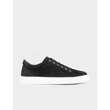 Cabani Hakiki Deri Siyah Bağcıklı Sneaker Erkek Günlük Ayakkabı