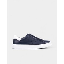 Cabani Sneaker Hakiki Deri Lacivert Bağcıklı Erkek Spor Ayakkabı