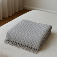Doğal Pamuklu Çok Amaçlı Gri Örtü - (170 x 210  cm ) Nefes Alan, Yumuşak Dokulu