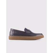 Cabani Erkek Hakiki Deri Lacivert Loafer Ayakkabı