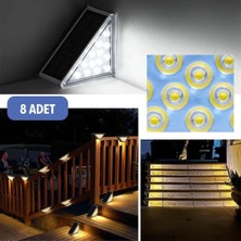 Pratikaı 8 Adet Üçgen Güneş Enerjisi ile Şarj Olan Solar Basamak Köşe Lambası | Estetik & Çevre Dostu