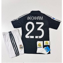 Bysportakus R.Madridd 2004/05 Sezon D.A.V.İ.D B.E.C.K.H.A.M Nostalji Çocuk Forması Armalı Set (Black)