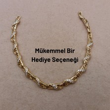 Hazemy Göz Alıcı Altın Rengi Zirkon Taşlı Şık Xuping Bileklik