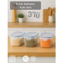 3\'lü Set Erzak Kabı Vakumlu Hava Almaz Bpa Free Kilitlenebilir Bakliyat Kabı 1,25 L