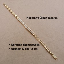 Hazemy Göz Alıcı Çelik Üzeri Altın Rengi Zirkon Taşlı "dikenli" Tasarım Kolye