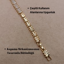 Hazemy Göz Alıcı Çelik Üzeri Altın Rengi Zirkon Taşlı "dikenli" Tasarım Kolye