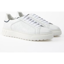 Malta Hakiki Deri Beyaz Soft Baskılı Eva Hazır Taban Sneaker