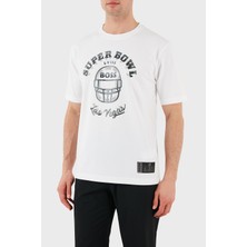 Boss Baskılı Streç Pamuklu Relaxed Fit Bisiklet Yaka T Shirt Erkek T Shirt 50510816 100