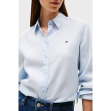 Tommy Hilfiger % 100 Keten Regular Fit Düz Yaka Gömlek Bayan Gömlek WW0WW44679 C1O