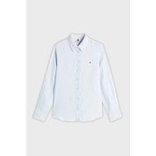 Tommy Hilfiger % 100 Keten Regular Fit Düz Yaka Gömlek Bayan Gömlek WW0WW44679 C1O