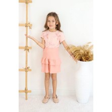 Şıklık Durağı Yazlık Kısa Kollu T-Shirt & Etek 2 Parça Kız Çocuk Etekli Takım
