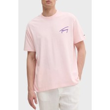 Tommy Jeans Baskılı % 100 Pamuk Relaxed Fit Bisiklet Yaka T Shirt Erkek T Shirt DM0DM20768 Th3