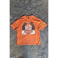 Turuncu Oversize Motorcu T-Shirt