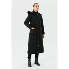 Ahval Şişme Kadın Kışlık Kaban Elyaf Dolgulu Kapşonlu 6043