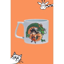 Anime Dragon Ball Son Goku Karakter Tasarım Baskılı Beyaz Lüks Sap Kupa Bardak