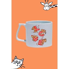 Sevimli Ayıları Aşk Sevgi Love Tasarım Baskılı Beyaz Lüks Sap Kupa Bardak