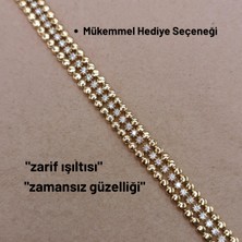 Hazemy Üç Sıralı Taş Detaylı Altın Rengi Kuyumcu Model Xuping Bileklik