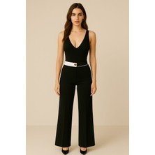 Kemer Detaylı Kadın Palazzo Pantolon Siyah