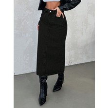 Dema Pamuklu Siyah Denim Etek