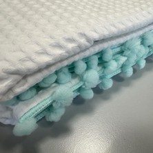 Premium Kalite  Pamuk 170 x 240 Waffle Dokulu Ponponlu Pike | Yazlık Tek Kişilik Penye Pike | Terletmeyen, Nefes Alabilen Pike Örtü