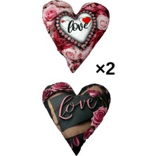 2'li Love Yazılı Dekoratif Yastık Seti Şık ve Yumuşak