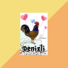 Çizimli Denizli Horozu Magnet