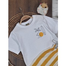 Kids Kingdom Yazlık Pamuklu Baskılı Çizgili 2li Erkek Bebek Takım