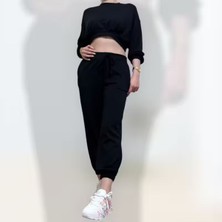 Kadın Üst Crop Eşofman Takımı - Rahat ve Şık - Günlük Kullanım