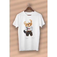 Cakkey Teddy Bear Sport Cool Baskılı Organik Pamuk Beyaz  T-Shirt