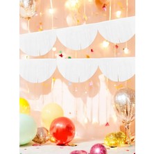 Parti Adresi Dekoratif Püskül Süs Parti Arka Plan Süsü Beyaz