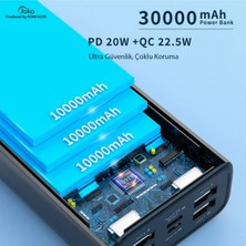 Konfulon A26Q 30000MAH Powerbank 20W Hızlı Şarj Type-C ve 5 Çıkışlı Taşınabilir Güç Kaynağı