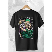 Cakkey One Piece: Roronoa Zoro Baskılı Oversize Anime  %100 Pamuklu T-Shirt