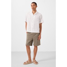 Tommy Life Camel Standart Fit Dokuma Hafif Esnek Chino Erkek Şort - 81293