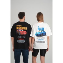 Cakkey Şimşek Mcqueen Lıghtnıng I'm Sally Cars Arabalar Ön Arka Baskı Detaylı Couple Oversize  Tişört