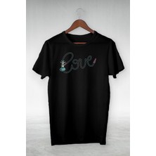 Cakkey Siyah Hookah From Love Letter Baskılı Kısa Kol T-Shirt