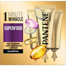 Pantene 1 Minute Miracle Saç Bakım Kürü Superfood 3x15 ml Ampül