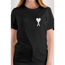 Cakkey Unisex Ami Paris Baskılı Oversize %100 Pamuk Bisiklet Yaka Boyfriend T-Shirt
