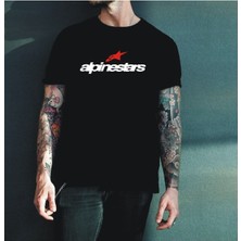 Cakkey Alpinestars Tişört,erkek Siyah Tişört,motorcu Tişört,alpinestar