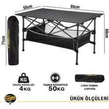 Funky Chaırs Family Large Katlanabilir Alüminyum Kamp Masası (95X55X68CM) - Siyah