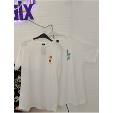 Çiftlere Özel Ateş ve Su Baskılı Oversize T-Shirt