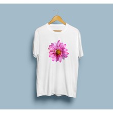 Bahriyeli Collection Oversize Pembe Mona Lisa Çiçeği Tasarım Unisex T-Shirt