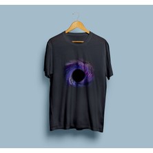 Oversize Kara Delik Tasarım Unisex T-Shirt