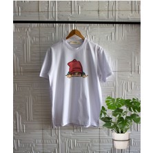 Cakkey Kırmızı Şapkalı Kız Baskılı Bisiklet Yaka T-Shırt