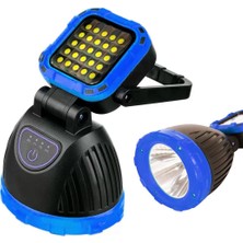 Powermaster PM-8033B 6 Modlu El Feneri ve Işıldak Acil Durum Lambası 25 Cob Ledli Solar Şarjlı