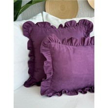 Vintage Mor Fırfırlı Kırlent Kılıfı 1 Ad