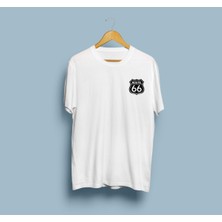 Oversize Route 66 Cep Tasarımlı Unisex T-Shirt