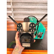 RX35AI 3 Kameralı Wifi Alarmlı Sirenli Sesli Akıllı Güvenlik Kamerası + 1.5A Adaptör