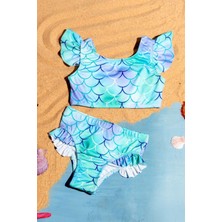 Miniğimin Cicileri (3-7 Yaş) Fırfır Detaylı Kız Çocuk 2 li mayo - Yeşil